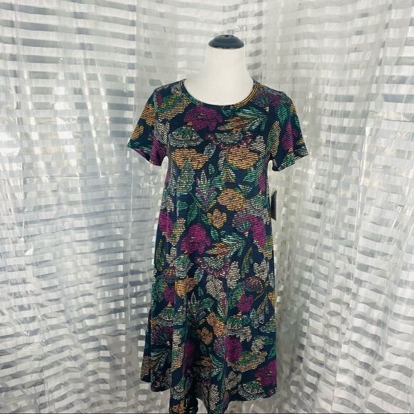 Lularoe Carly Floral  Short Sleeve Casual Dress - Picture 1 of 5